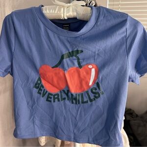 never worn!! Shein blue beverly hills cherry top, periwinkle blue